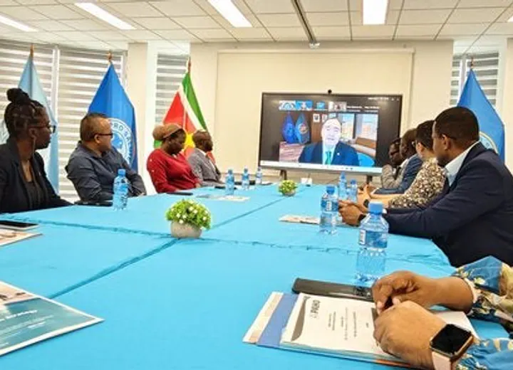 Lead image from Pan American Health Organization (PAHO)'s coverage of Virtual signing ceremony 2026 - 2030 Country Cooperation Strategy Suriname.